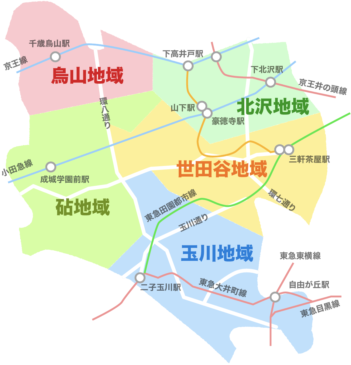 世田谷区の地図